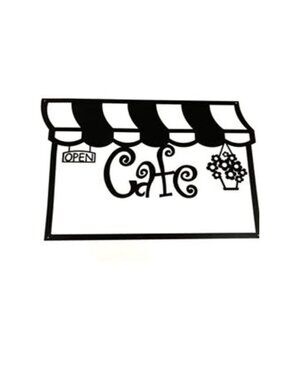 Black Metal Kitchen Decorative Sign - Cafe (Open) 22 x 16.5 Measurements.